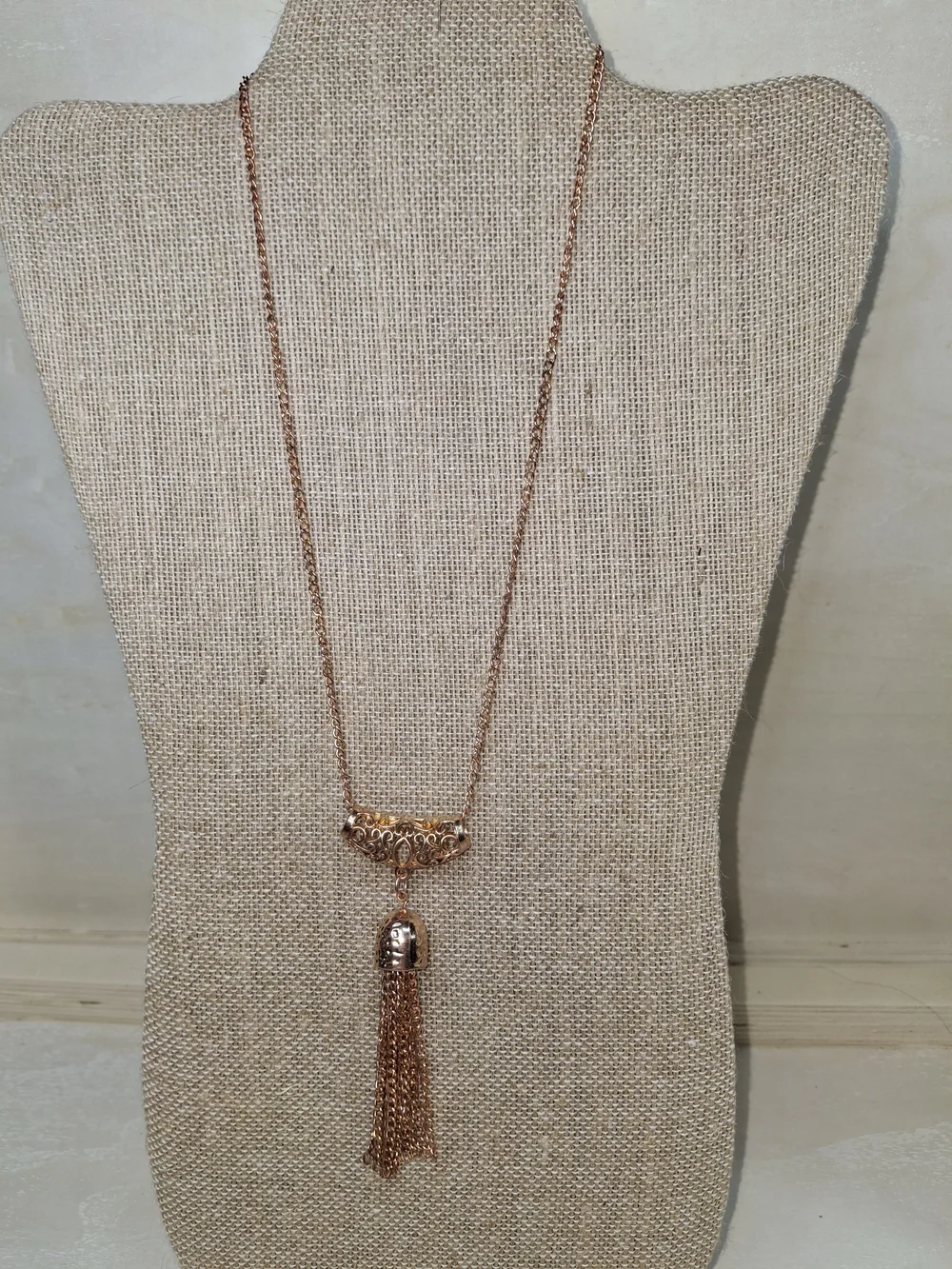Rose Gold Tassel Pendant Necklace - Women Jewelry